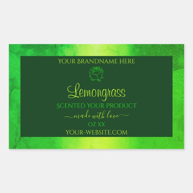 Luminous Green Marble Pattern Product Label Floral (Front)