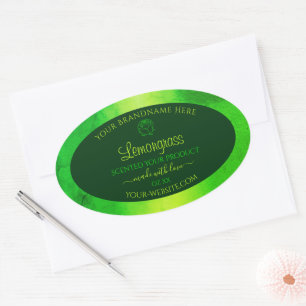 Luminous Green Marble Pattern Product Label Floral
