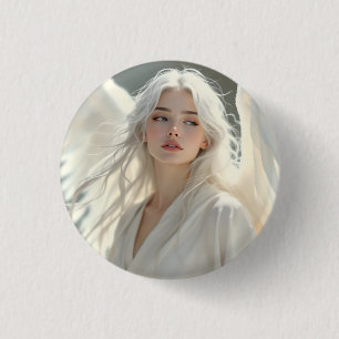 Luminous Guardian – Angel of Silver Dawn 3 Cm Round Badge