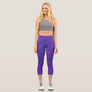 Luminous indigo Flowers on Net.01.b Blue BG Capri Leggings