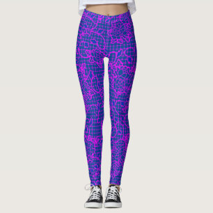 Luminous indigo Flowers on Net.01.b Blue BG Leggings