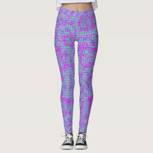Luminous indigo Flowers on Net.01.b LBlue BG Leggings