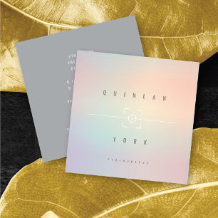 Luminous Iridescent Modern Minimalist Photographer Square Business Card