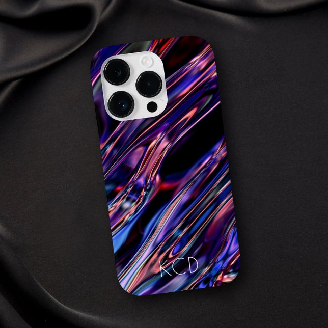 Luminous Liquid Metal Monochrome w/ Name Case-Mate iPhone Case (Creator Uploaded)