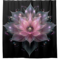 Luminous Lotus Flower - Light Pink Black Floral 