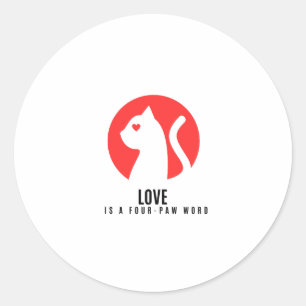 Luminous Love Cat Silhouette Classic Round Sticker