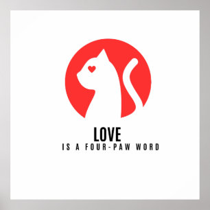 Luminous Love Cat Silhouette Poster