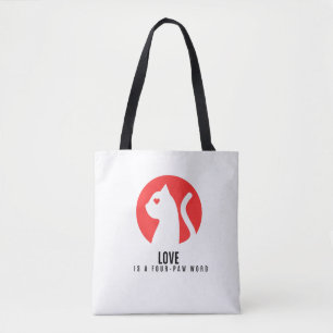 Luminous Love Cat Silhouette Tote Bag