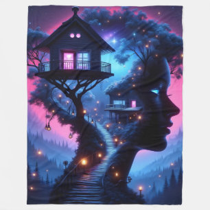 Luminous Love: "Neon Nights and Endless Dreams" Fleece Blanket