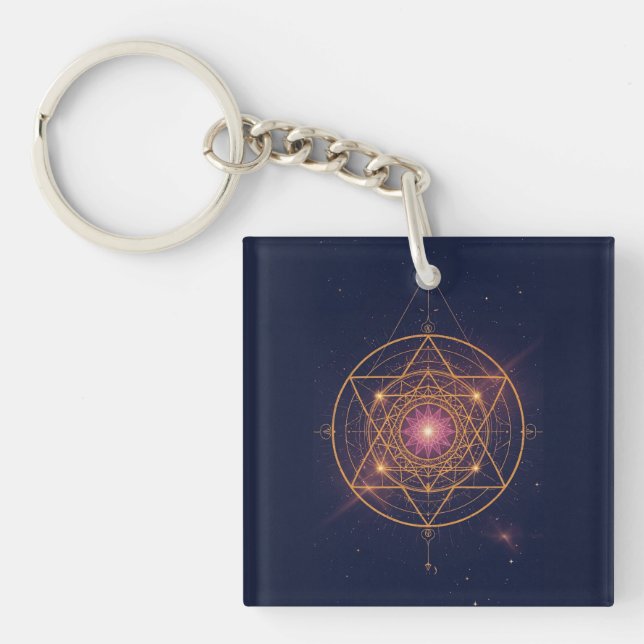 Luminous Mandala of Golden Harmony Key Ring (Front)
