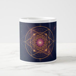 Luminous Mandala of Golden Harmony Large Coffee Mug