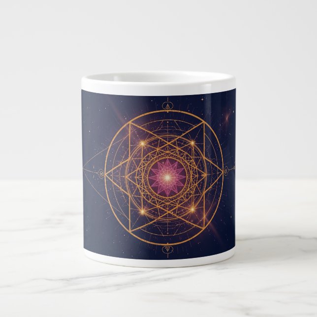 Luminous Mandala of Golden Harmony Large Coffee Mug (Front)