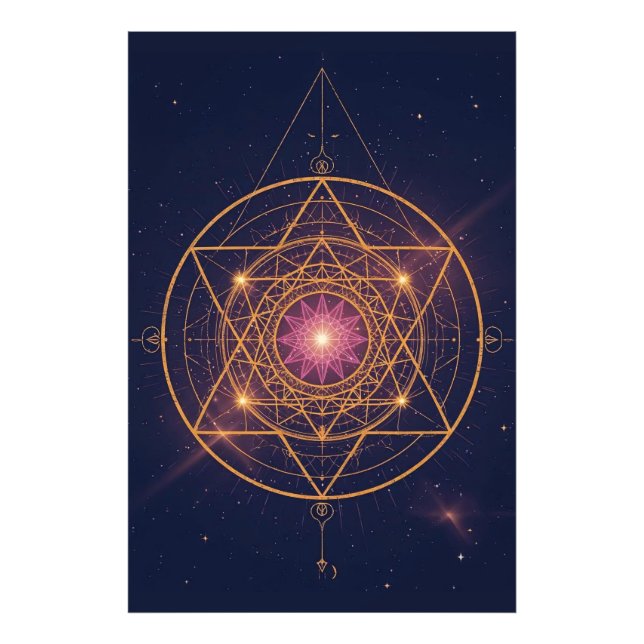Luminous Mandala of Golden Harmony Photo Print (Front)