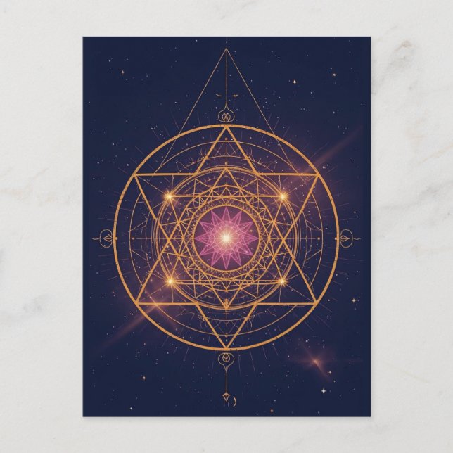 Luminous Mandala of Golden Harmony Postcard (Front)