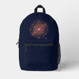Luminous Mandala of Golden Harmony Printed Backpack