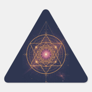 Luminous Mandala of Golden Harmony Triangle Sticker