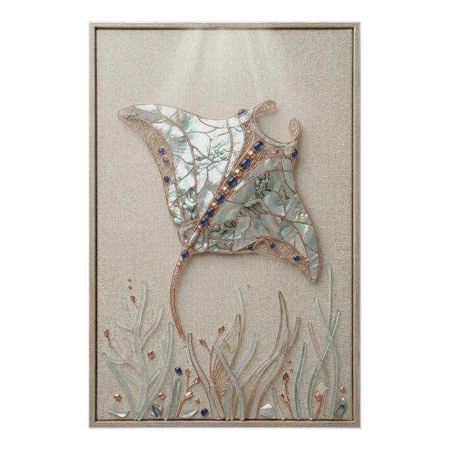 Luminous Manta Ray Wall Art (Front)