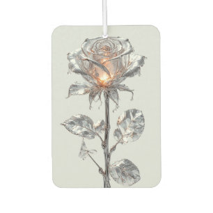 Luminous Metallic Silver Rose Car Air Freshener
