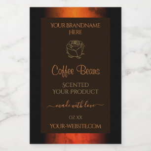 Luminous Orange Brown Marble Product Labels Floral