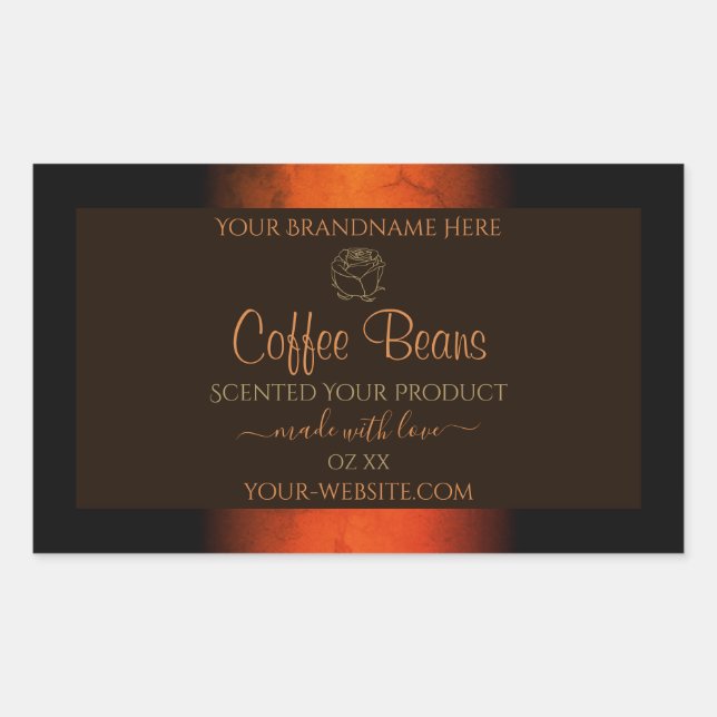 Luminous Orange Brown Marble Product Labels Floral (Front)