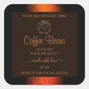 Luminous Orange Brown Marble Product Labels Floral