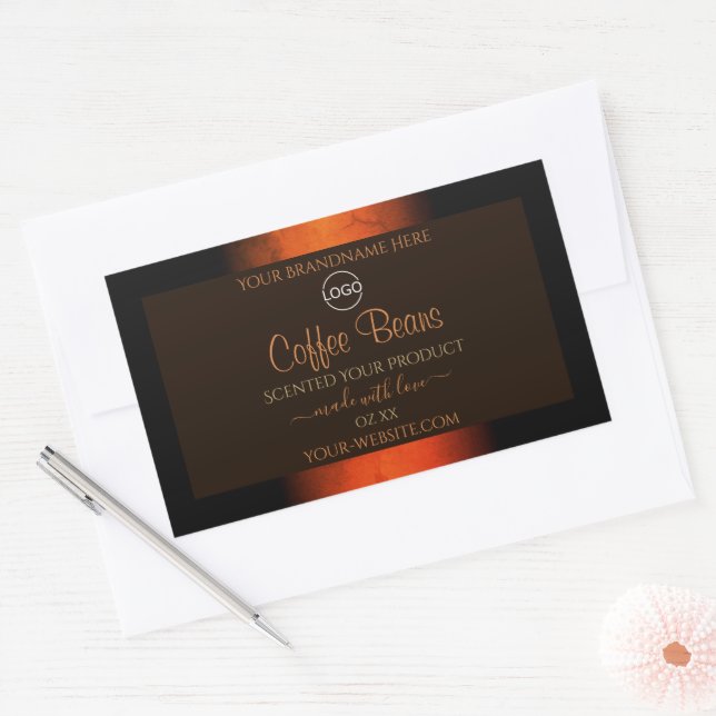 Luminous Orange Brown Marble Product Labels Logo (Envelope)