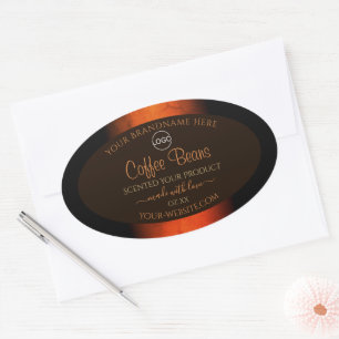 Luminous Orange Brown Marble Product Labels Logo