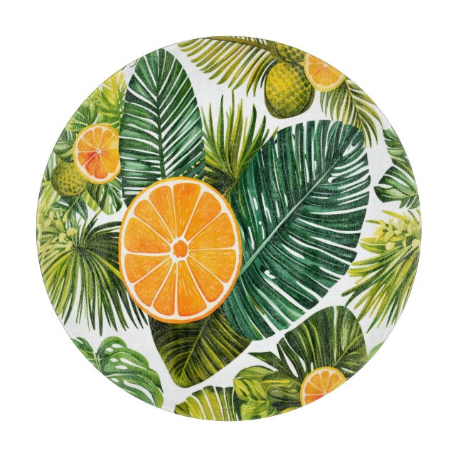 luminous orange garden melody cutting board (Front)