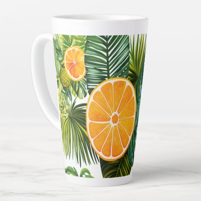 luminous orange garden melody latte mug (Left Angle)