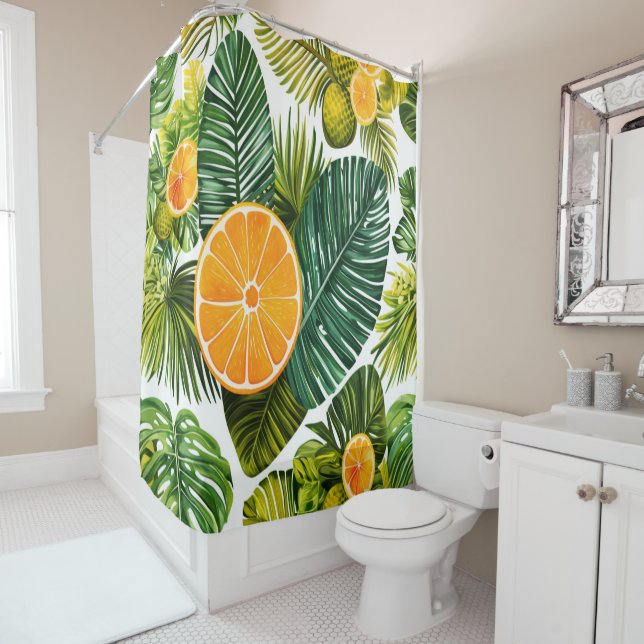luminous orange garden melody shower curtain (In Situ)