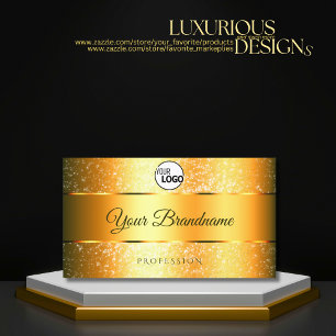 Luminous Orange Gold Sparkly Glitter Initials Logo Business Card