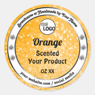 Luminous Orange Sparkle Glitter Product Label Logo