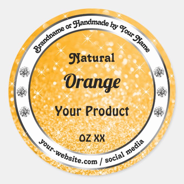 Luminous Orange Sparkling Glitter Product Labels (Front)