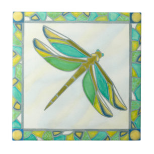 Luminous Pastel Dragonfly by Vanna Lam Ceramic Tile