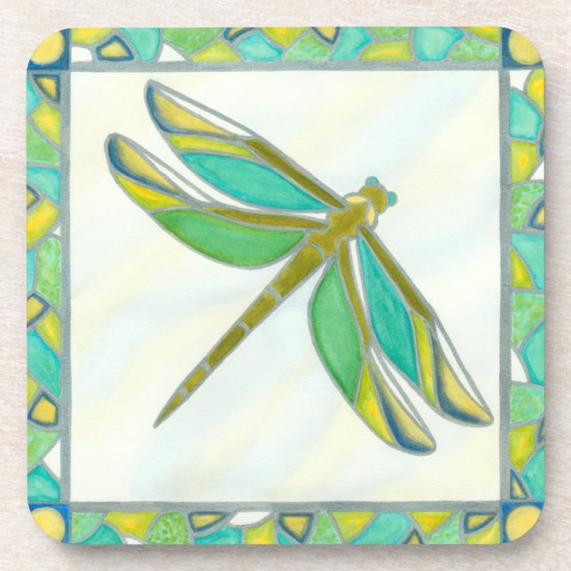 Luminous Pastel Dragonfly by Vanna Lam Coaster (Front)