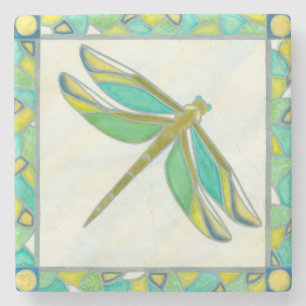 Luminous Pastel Dragonfly by Vanna Lam Stone Coaster