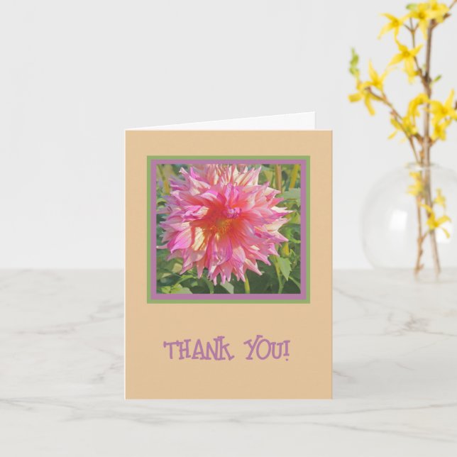 LUMINOUS PINK DAHLIA /THANK YOU CARD (Yellow Flower)