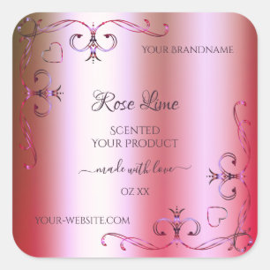 Luminous Pink Green Gradient Ornate Product Labels