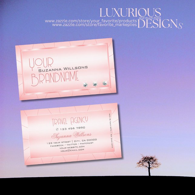 Luminous Pink with Diamonds Glamourous and Stylish Business Card (Creator Uploaded)