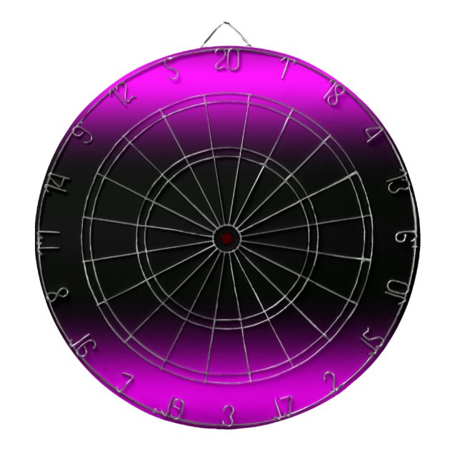 Luminous Pinkish Purple and Black Ombre Dartboard (Front)