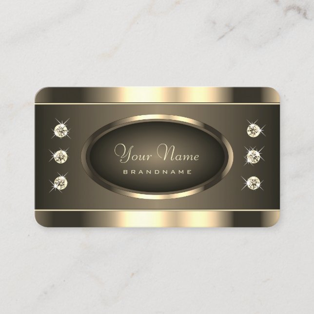 Luminous Platinum Colours with Shimmery Rhinestone Business Card (Front)