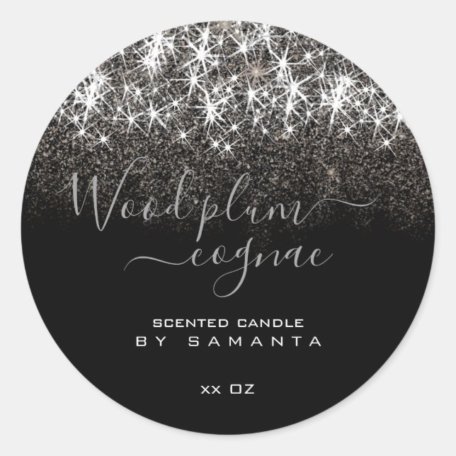 Luminous Platinum Silver Glitter Elegant Sticker (Front)