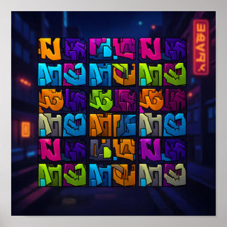 Luminous Pop Art Graffiti Wall Decor Print