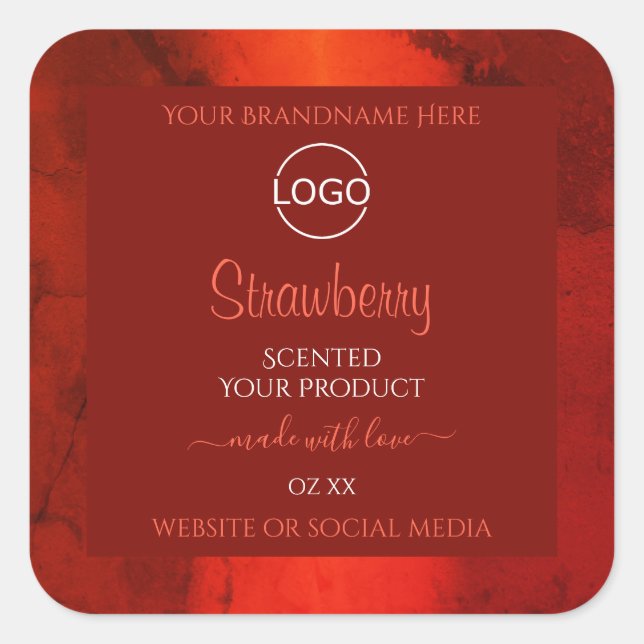 Luminous Red Marble Pattern Product Labels Logo (Front)