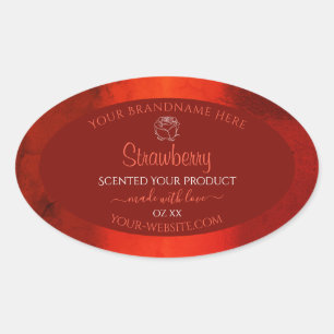 Luminous Red Marble Product Labels Rose Graphic