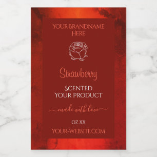 Luminous Red Marble Product Labels Rose Graphic