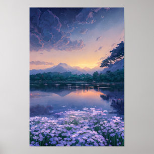 Luminous Reflections of the Purple Lake Poster