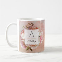 LUMINOUS ROSE Elegant Modern Floral Monogram