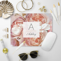 LUMINOUS ROSE Elegant Modern Floral Monogram
