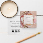 LUMINOUS ROSE & Peony Elegant Modern Floral Square Square Business Card<br><div class="desc">LUMINOUS ROSE & Peony Elegant Modern Floral Square Square Business Card - A business card to be proud to give out! This absolutely beautiful modern square business card features a bouquet of luminous roses and peonies, over a blush pink and pale blue watercolor background. The text is laid on a...</div>